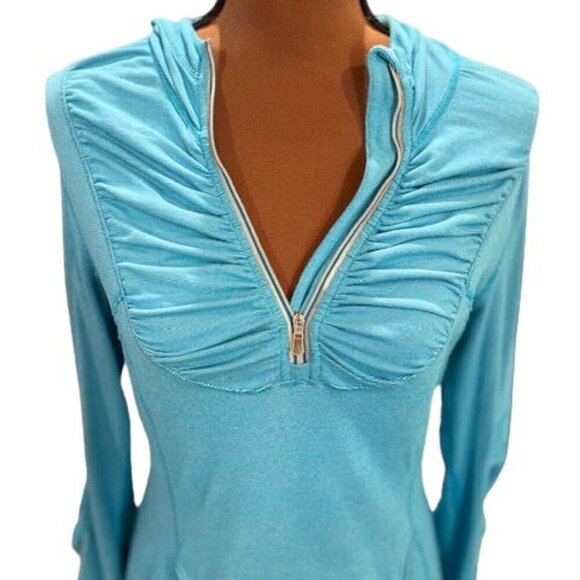 Lululemon Ruched Pullover Hoodie with Kangaroo Pocket and 1-Zip Pocket in Blue - Picture 2 of 8